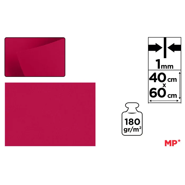 Lámina de Fieltro 40 × 60 cm 1 mm 180 g/m², 70 granate