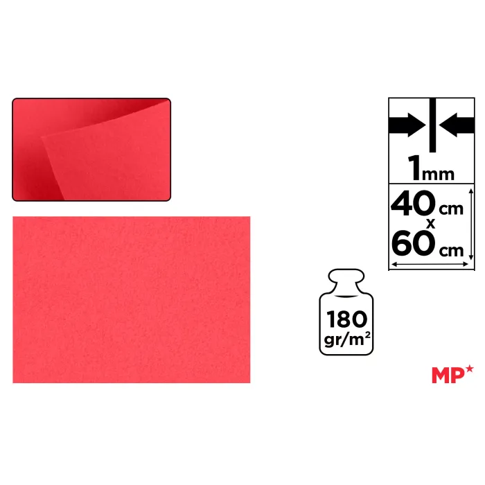 Lámina de Fieltro 40 × 60 cm 1 mm 180 g/m², 71 coral
