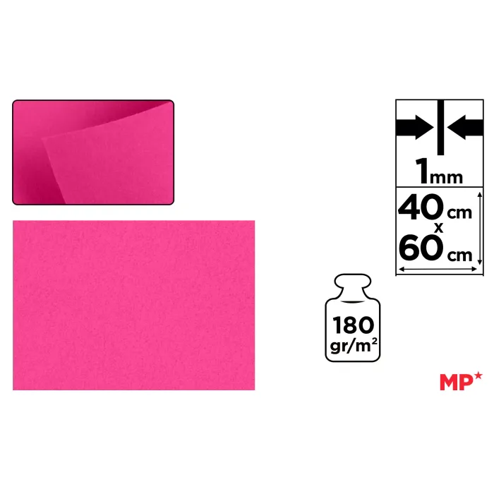 Lámina de Fieltro 40 × 60 cm 1 mm 180 g/m², 72 fucsia