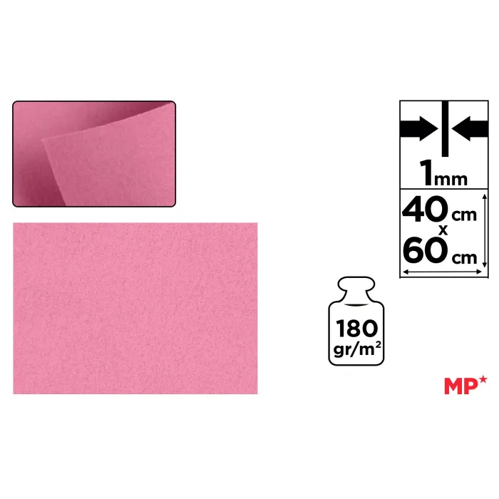 Lámina de Fieltro 40 × 60 cm 1 mm 180 g/m², 73 rosa