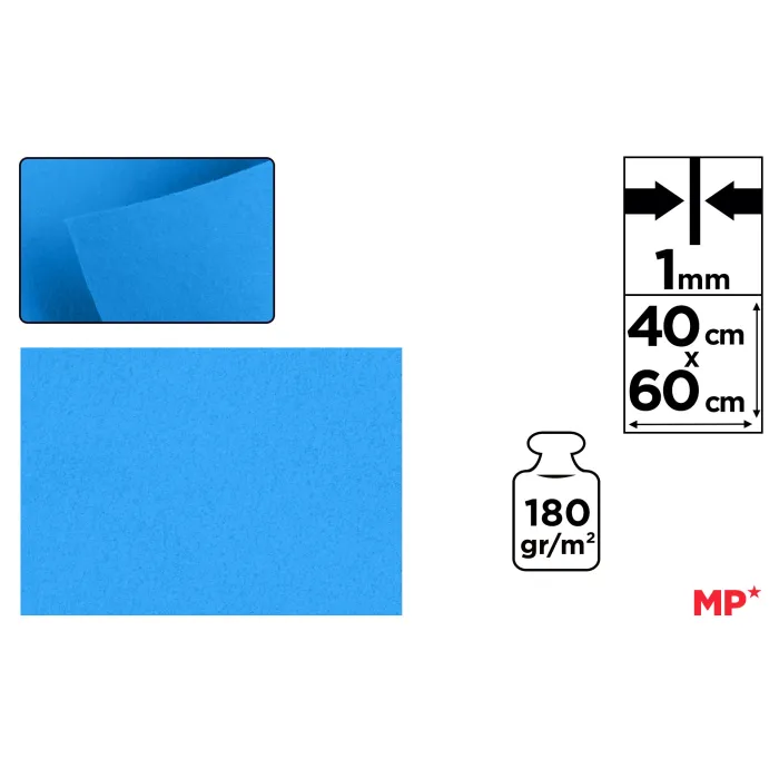 Lámina de Fieltro 40 × 60 cm 1 mm 180 g/m², 78 azul