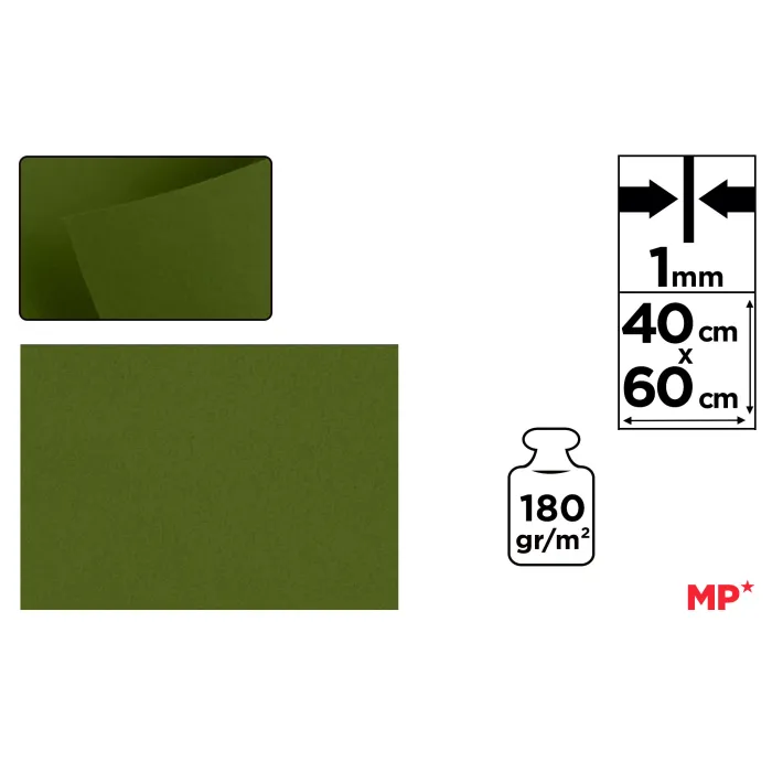 Lámina de Fieltro 40 × 60 cm 1 mm 180 g/m², 81 verde oliva