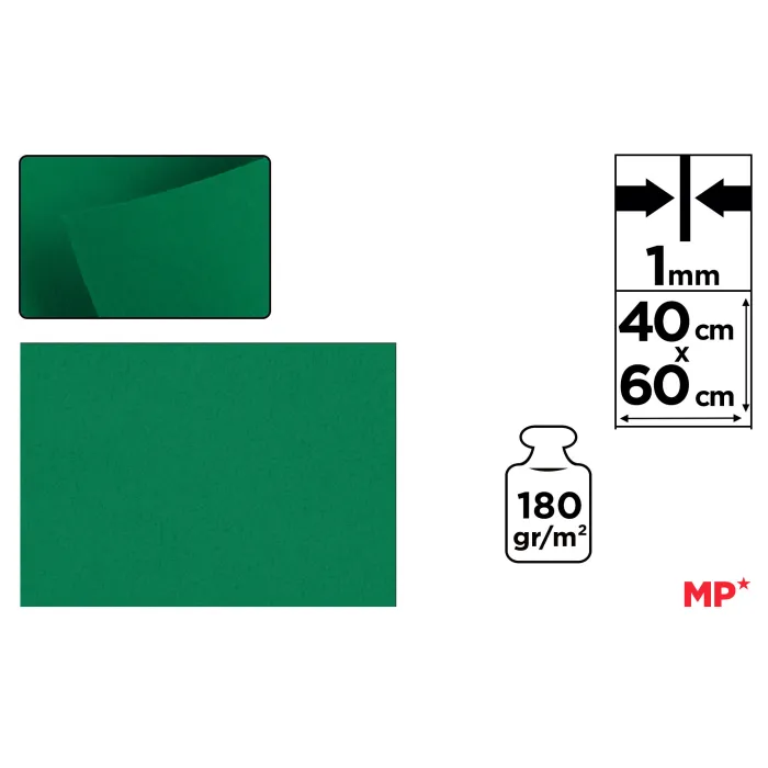 Lámina de Fieltro 40 × 60 cm 1 mm 180 g/m², 82 verde