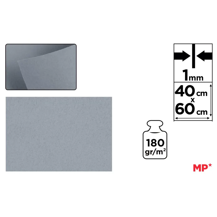 Lámina de Fieltro 40 × 60 cm 1 mm 180 g/m², 87 gris