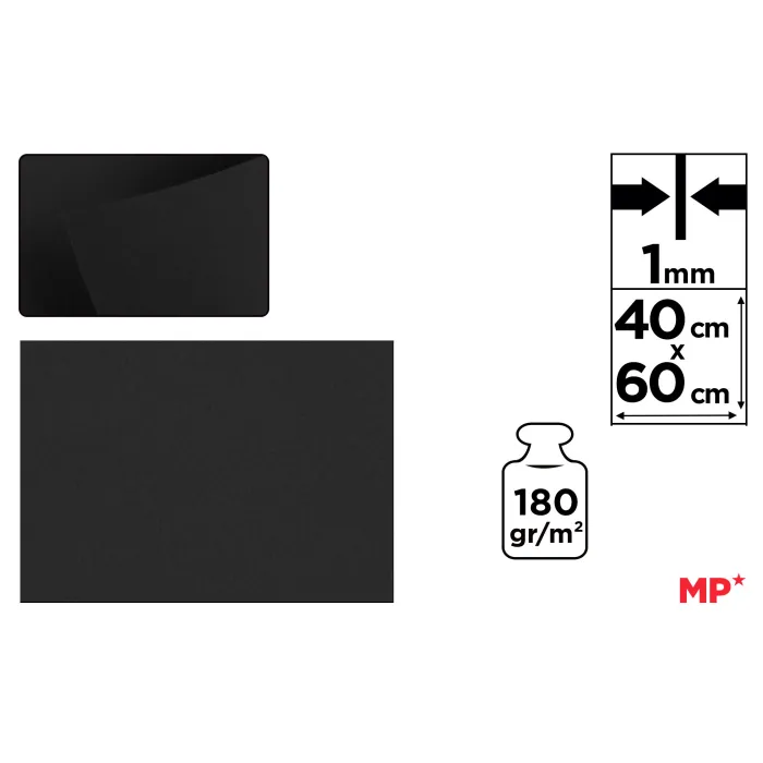 Lámina de Fieltro 40 × 60 cm 1 mm 180 g/m², 88 negro