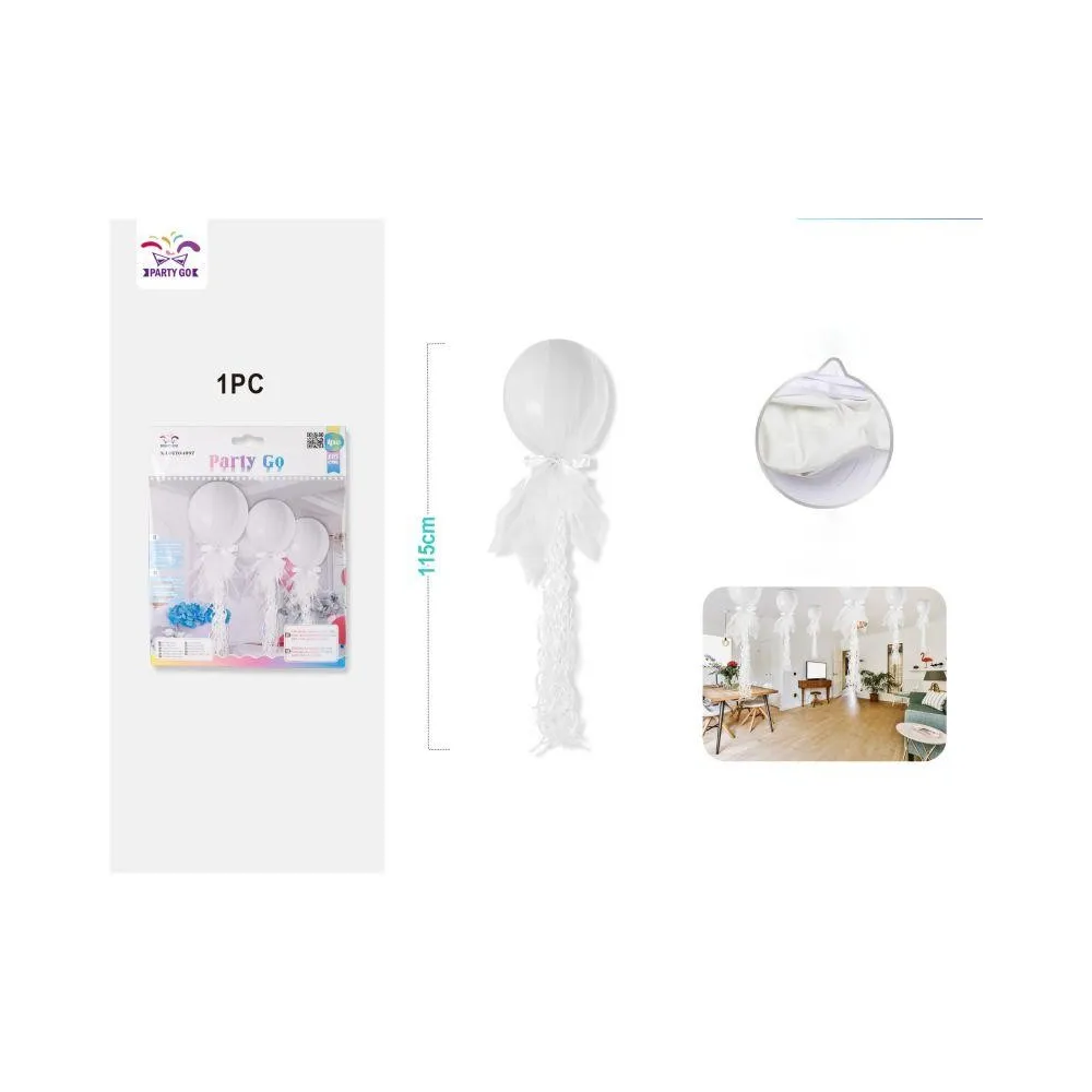 Globo de Látex con Borla de Gasa, 1 Pieza - PartyGO