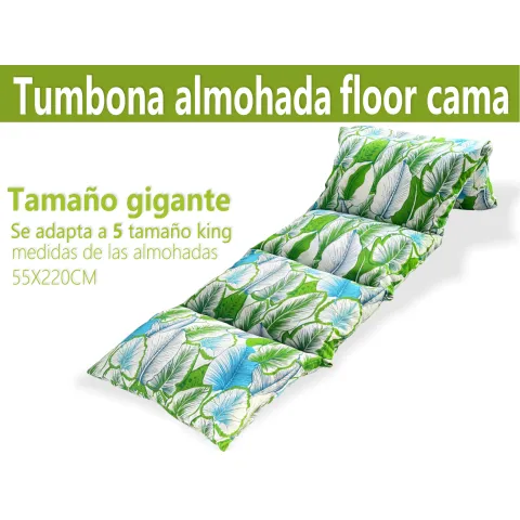 Cojín Tumbona Almohada Floor Cama 55x220cm Selva Verde - Happy Life