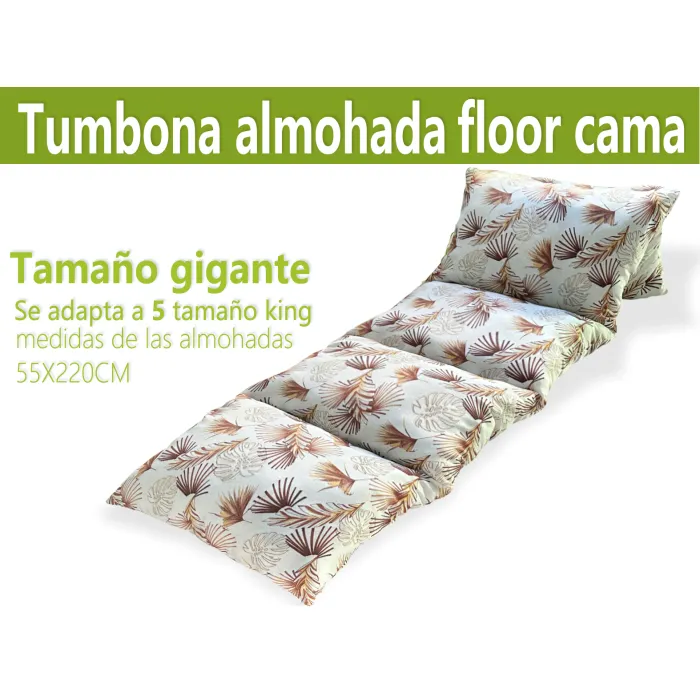 Cojín Tumbona Almohada Floor Cama 55✖️220cm Hojas Finas Café Happy Life Elegancia y Confort en tu Hogar