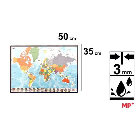 Vade de Sobremesa con Diseño Mapa del Mundo 35x50cm 3mm - MP