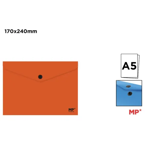 Carpeta Sobre con Cierre de Botón A5 Naranja 170x240mm - MP