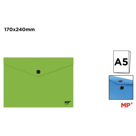 Carpeta Sobre con Cierre de Botón A5 Verde 170x240mm - MP