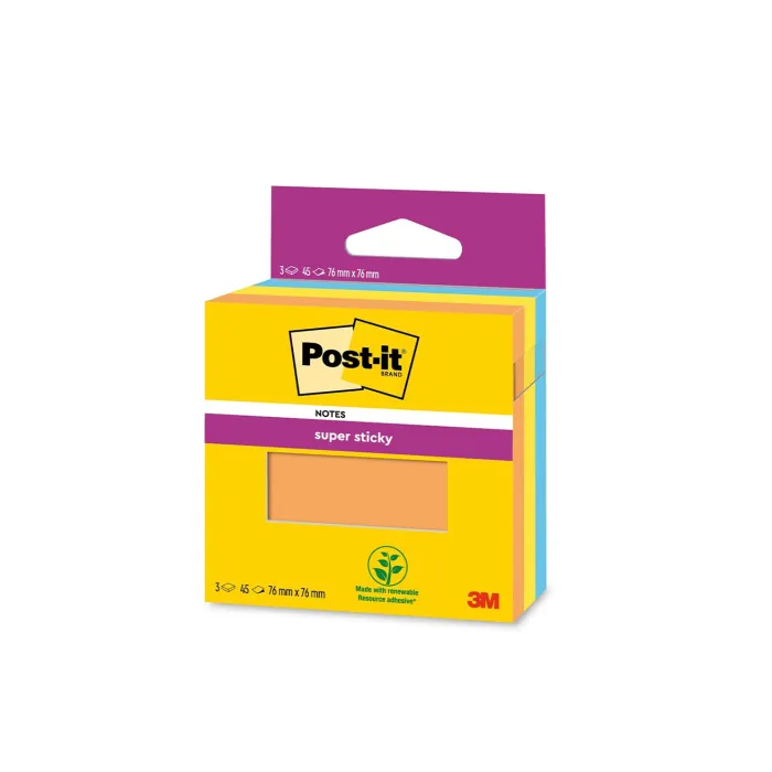 Super Sticky Notas 76 mm x 76 mm 45 hojas Post It