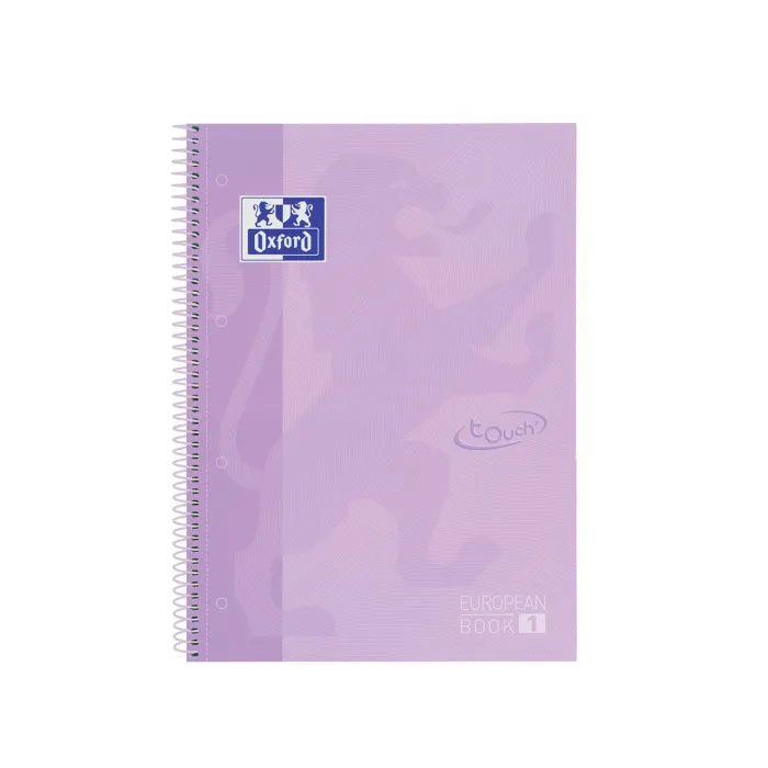 Pack de 5 Cuaderno Oxford Europeanbook Touch Tapa Extradura A4+, Lila