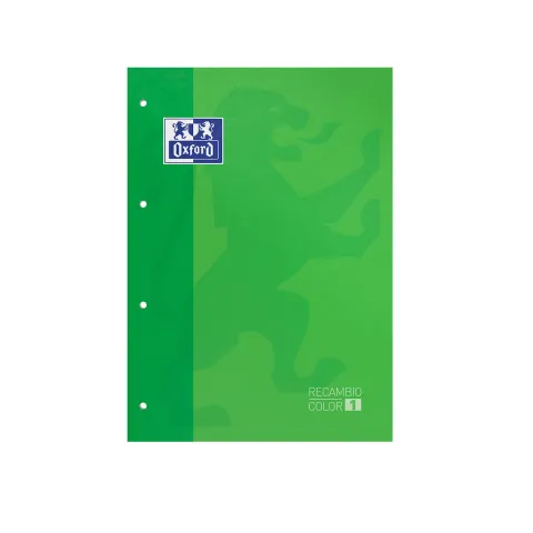 Pack de 5 Recambio de Cuaderno Color Verde con Tapa Blanda A4+ 80 Hojas 5x5 - Oxford