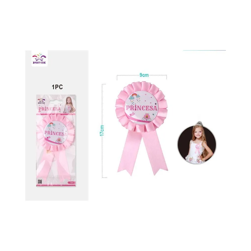 Insignia de Princesa Rosa 9cm×17cm - PartyGO