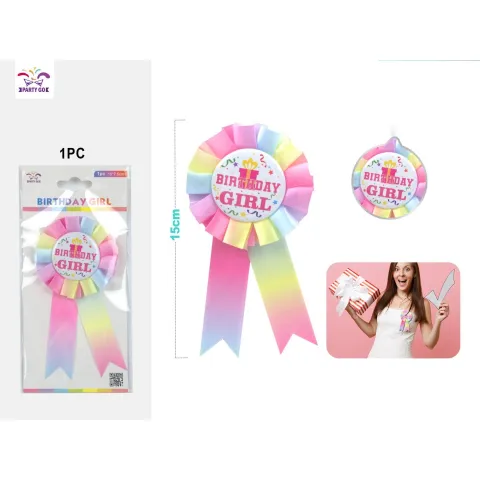 Insignia de 'Birthday girl' 15cm rosa - PartyGO