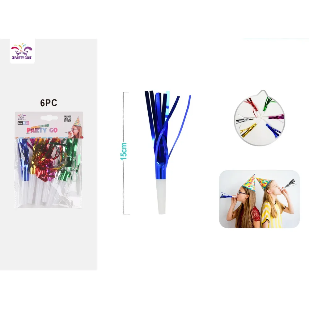 Pack de 6 Espantasuegras Metalizados Mixtos 19.5cm - PartyGO