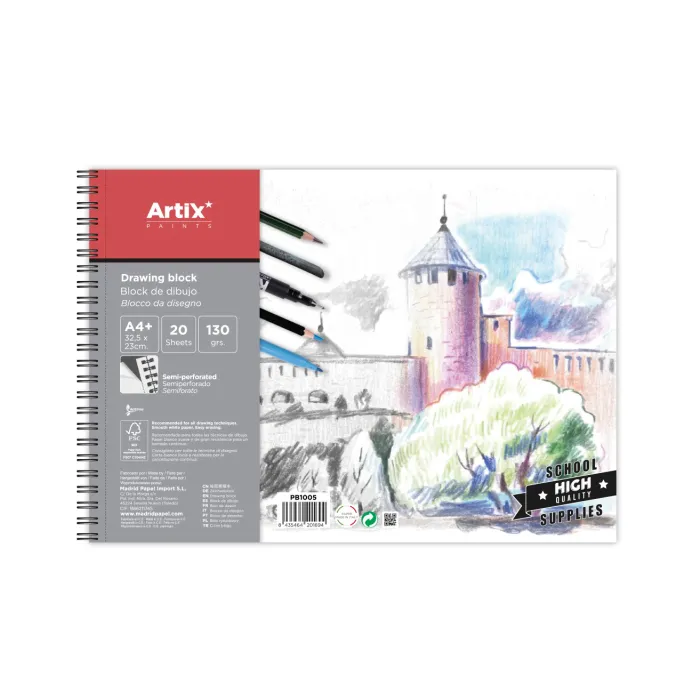Block de dibujo 130 g/m² 20 hojas A4+