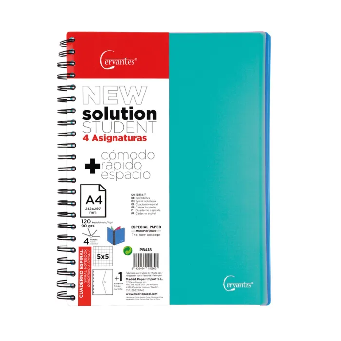 Cuaderno A4 120H y 4 Tapas
