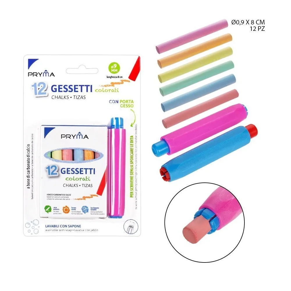 Tizas con Cubierta Pryma Set de 12 Colores para Uso Educativo