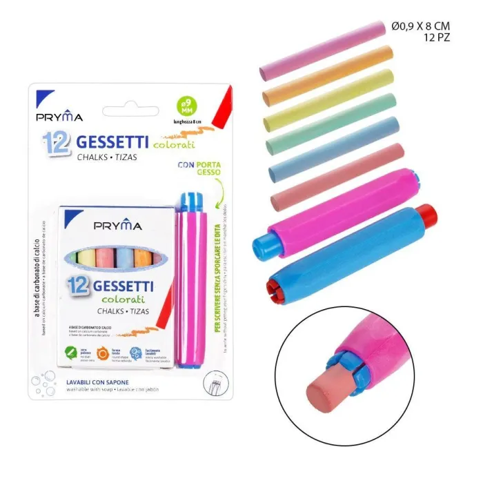 Tizas con Cubierta Pryma Set de 12 Colores para Uso Educativo