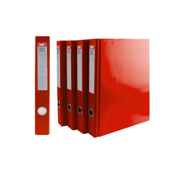 Archivador con Caja 4 Carpeta Cartón 2 Anillos A4 260 × 330 mm, Rojo
