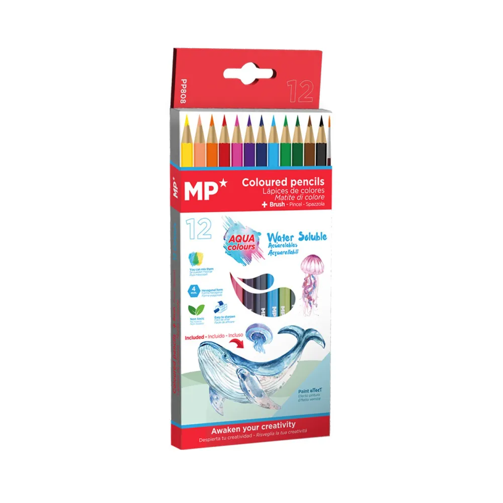 Lápices de Colores Acuarelables 12 Unidades - MP