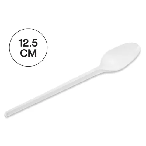 Pack 100 Cucharita Blancas Reciclable 12.5CM