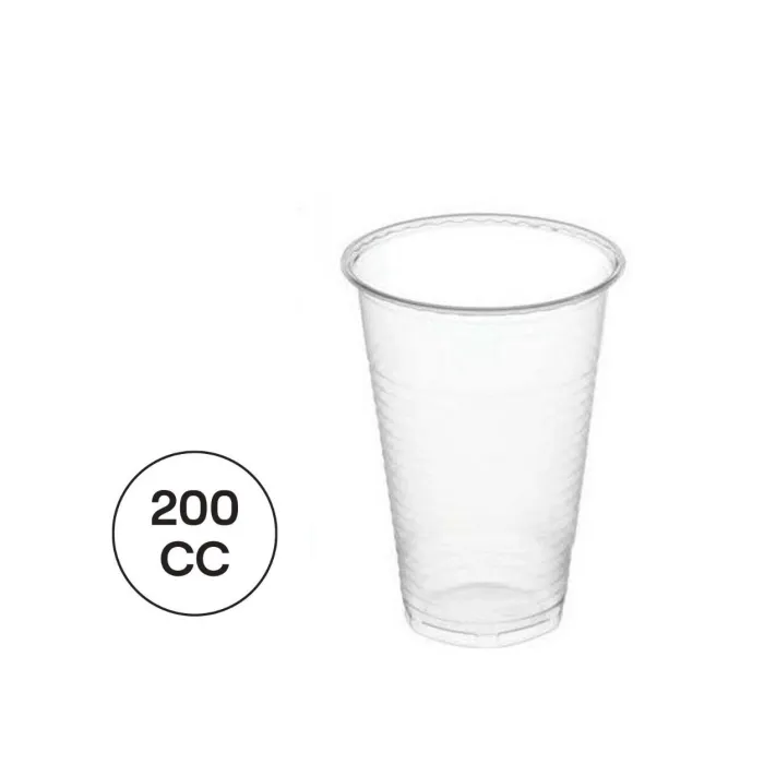 Pack 100 Vasos Plásticos Transparentes Desechables y Reutilizables 200CC