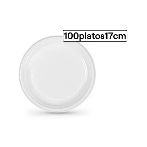 Set de 100 Platos Llanos Redondos de Plástico 17cm