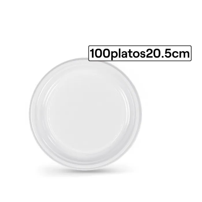 Elegancia y Funcionalidad Set de 100 Platos de Plástico Redondos de 20.5cm