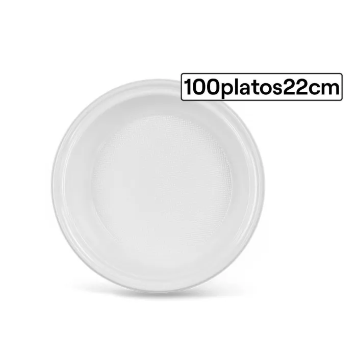 Sofisticación y Durabilidad Set de 100 Platos de Plástico Redondos de 22cm