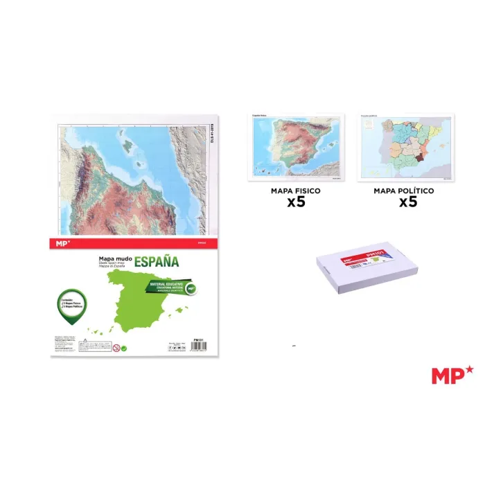 Mapas Mudos de España MP A4: Estudio Interactivo de Geografía Física y Política.