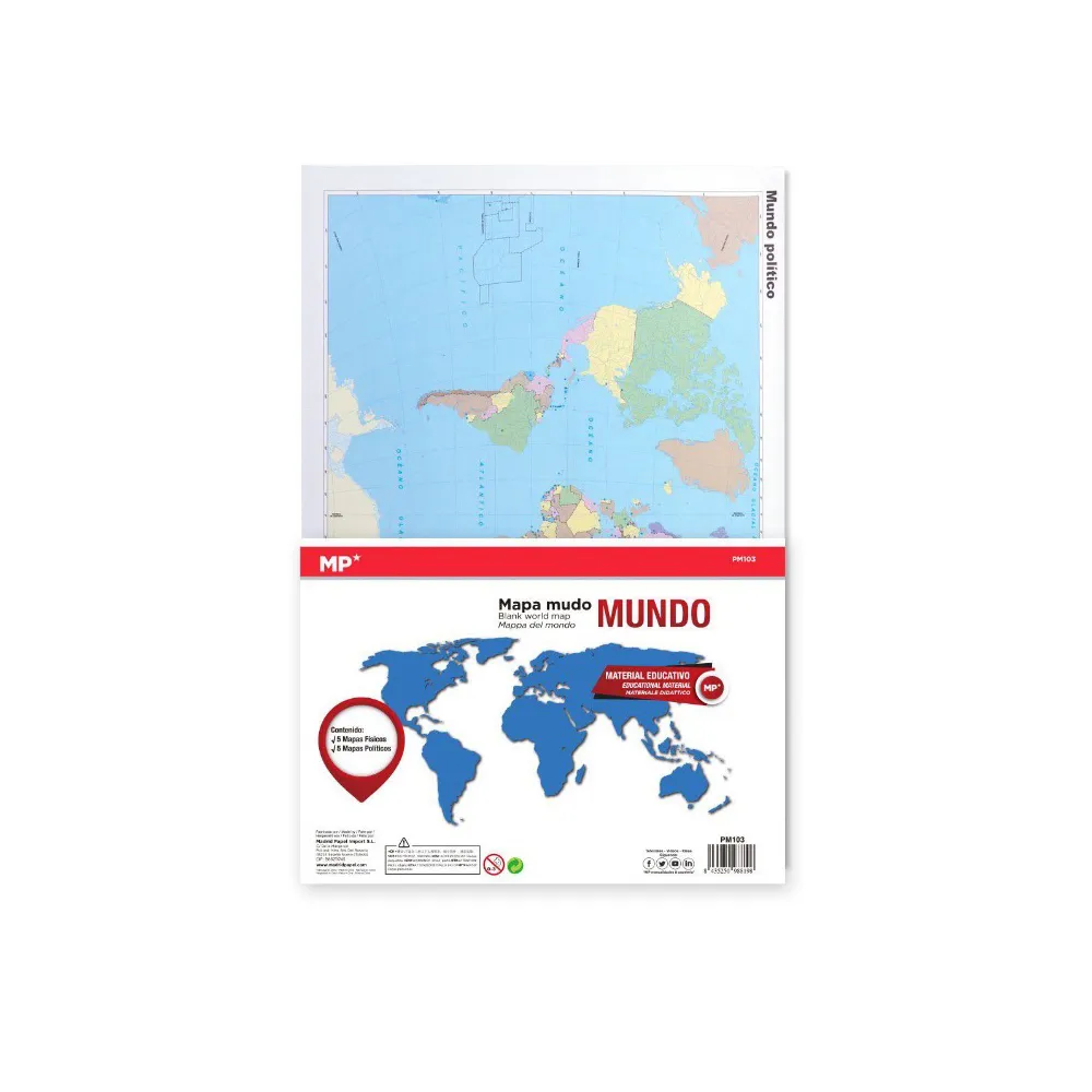 Mapas Mudos del Mundo MP A4 Descubre y Aprende sobre la Geografía Física y Política Global.