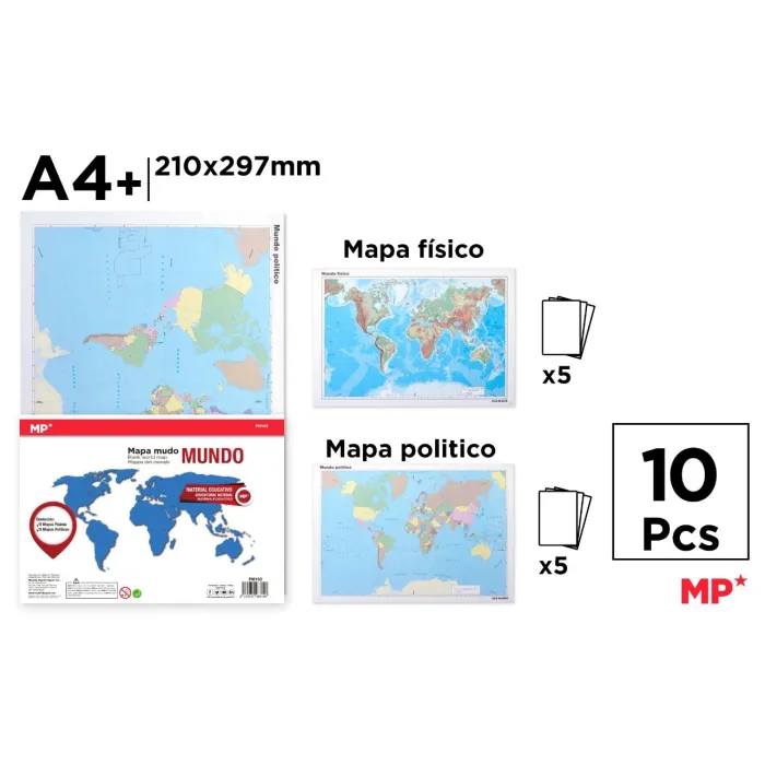 Mapas Mudos del Mundo MP A4 Descubre y Aprende sobre la Geografía Física y Política Global.