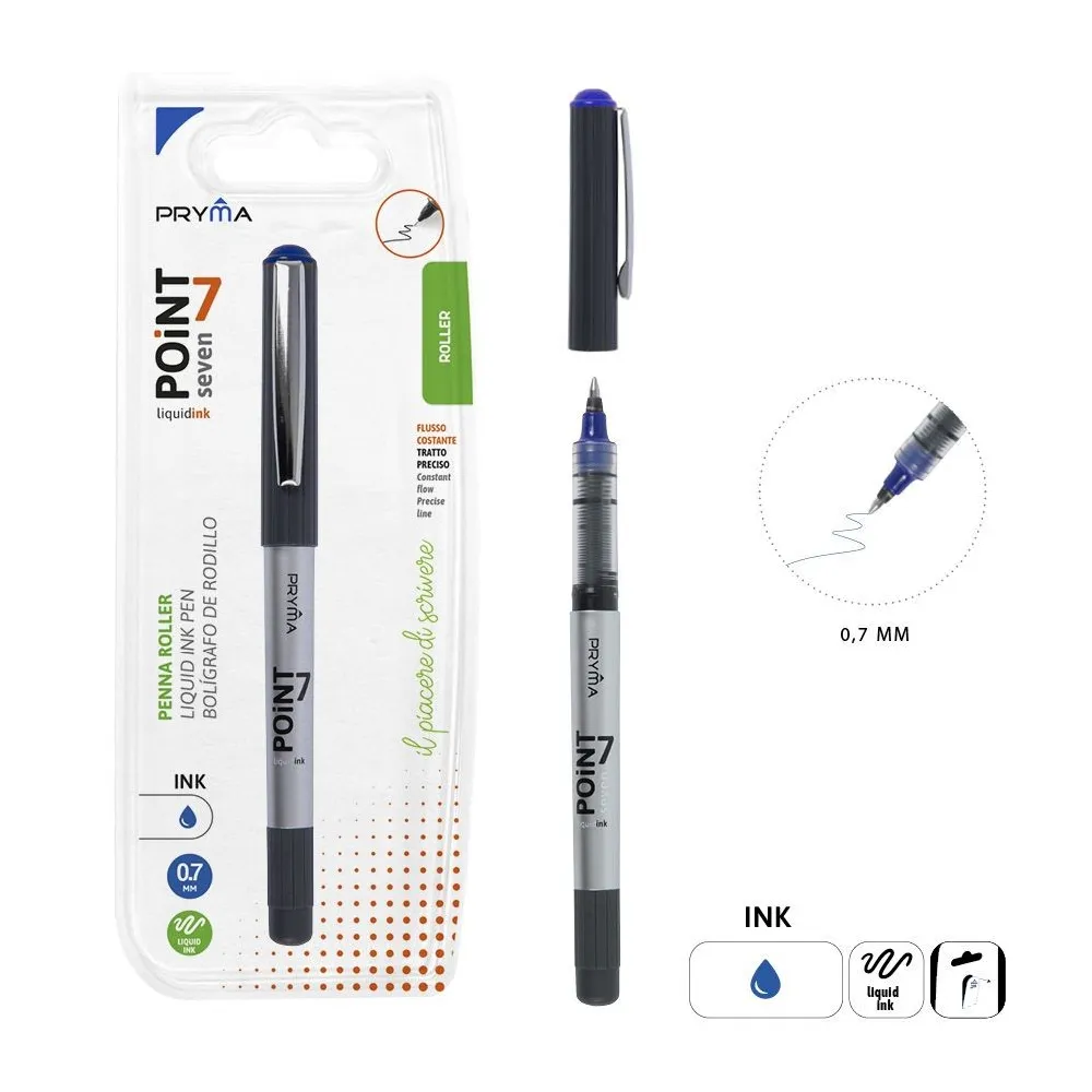 Bolígrafo Punto 7 Tinta Líquida 0,7mm Azul Precisión Pryma