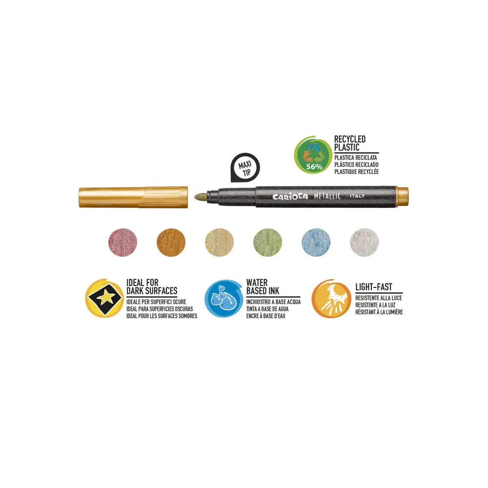 Rotuladores CARIOCA Metallic Punta Maxi Pack de 6