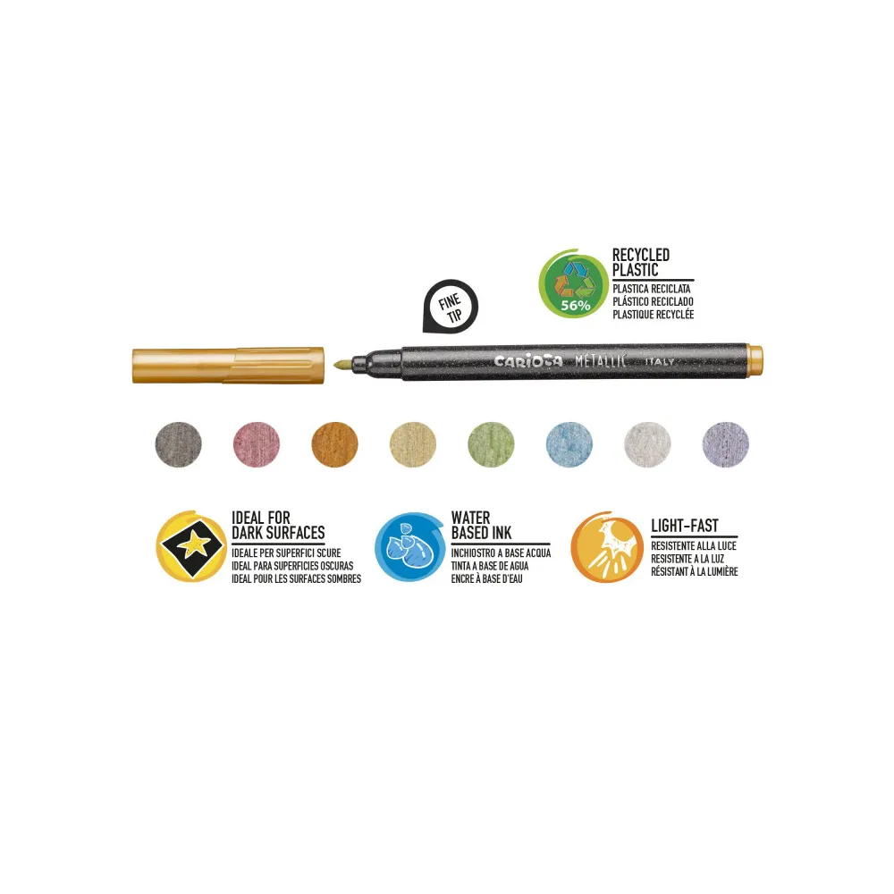 Rotuladores CARIOCA Metallic Punta Fina Pack de 8