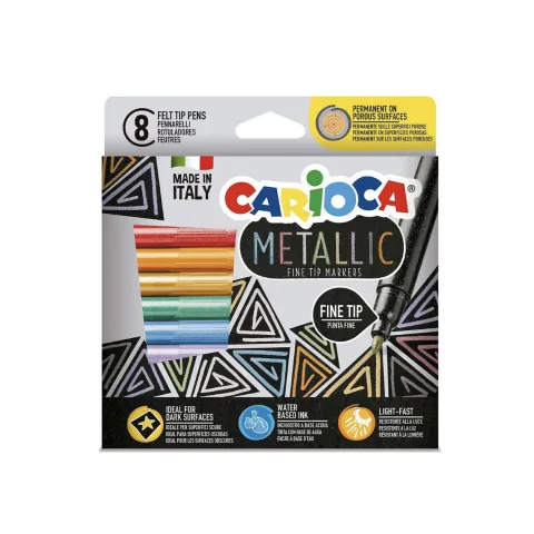 Rotuladores CARIOCA Metallic Punta Fina - Pack de 8