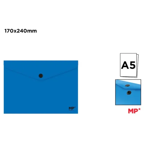 Carpeta Sobre con Cierre de Botón A5 Azul Marino 170x240mm - MP