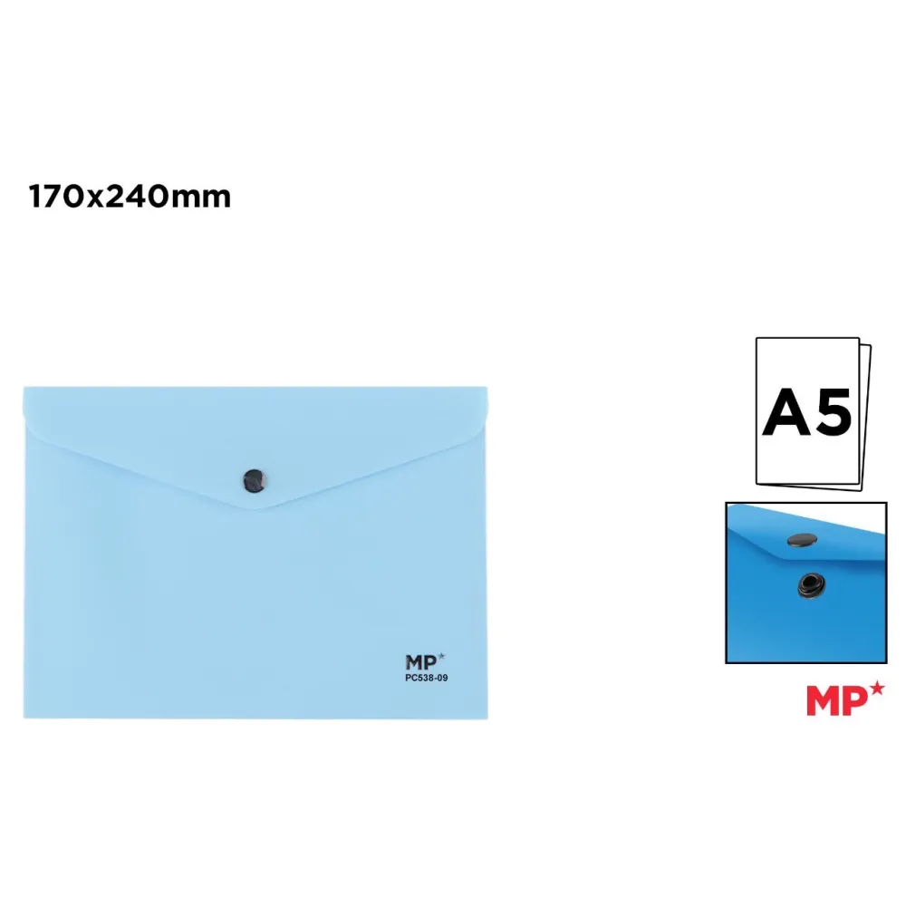 Carpeta Sobre con Cierre de Botón A5 Cielo MP