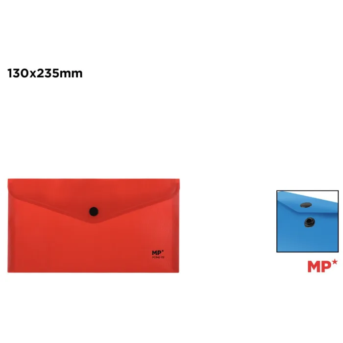 Carpeta Sobre con Cierre de Botón 235 × 130 mm, Rojo