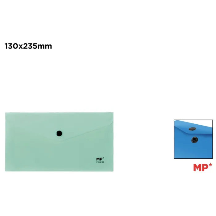 Carpeta Sobre con Cierre de Botón 235 × 130 mm, Turquesa