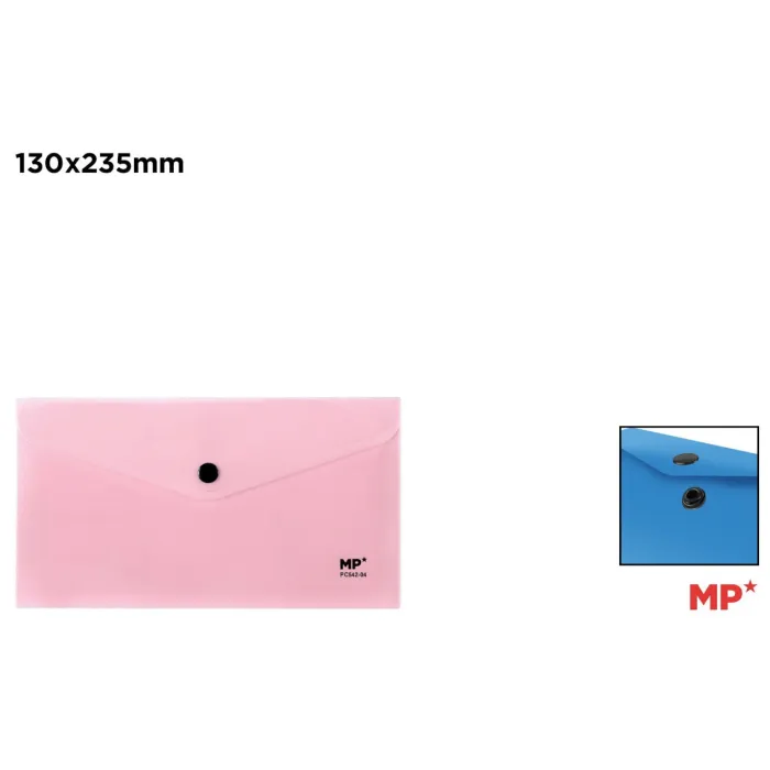 Carpeta Sobre con Cierre de Botón 235 × 130 mm, Rosa