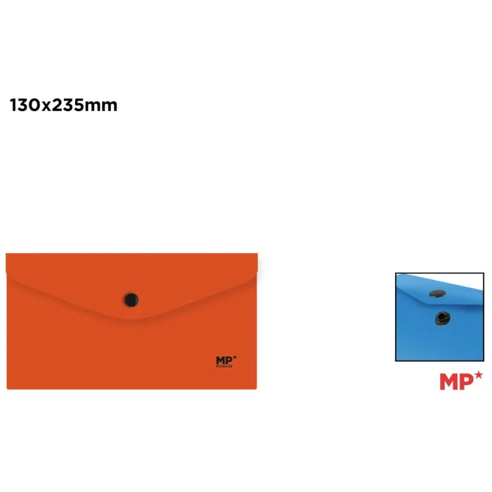 Carpeta Sobre con Cierre de Botón 235 × 130 mm, Naranja