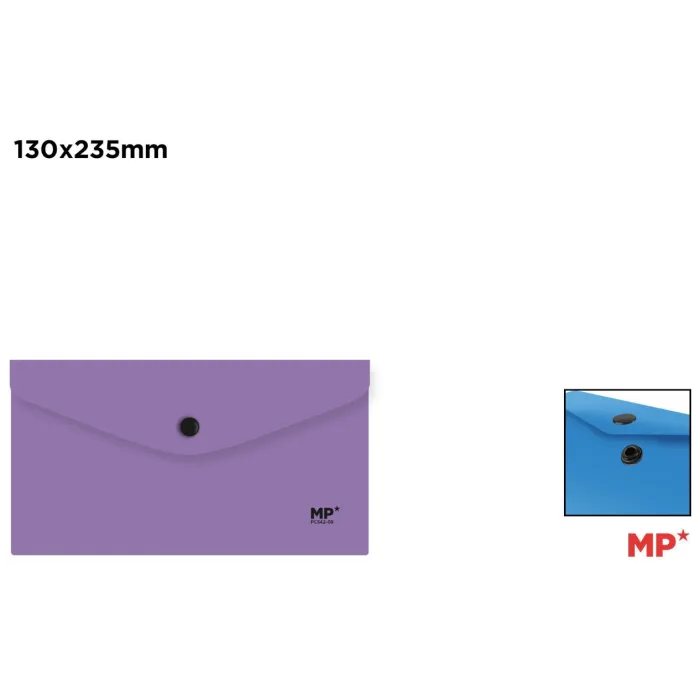 Carpeta Sobre con Cierre de Botón 235 × 130 mm, Lila