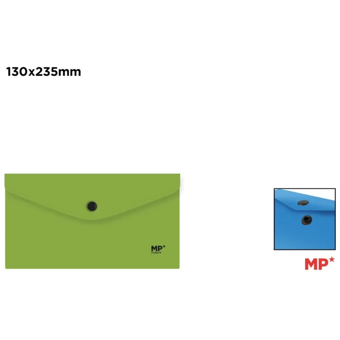Carpeta Sobre con Cierre de Botón 235 × 130 mm, Verde