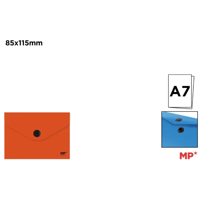 Carpeta Sobre con Cierre de Botón A7 85 × 115 mm, Naranja