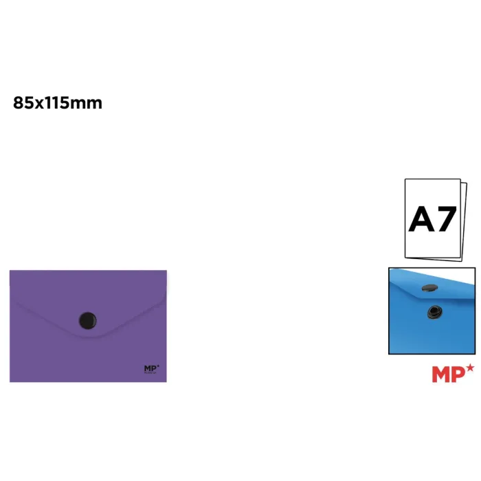 Carpeta Sobre con Cierre de Botón A7 85 × 115 mm, Morado