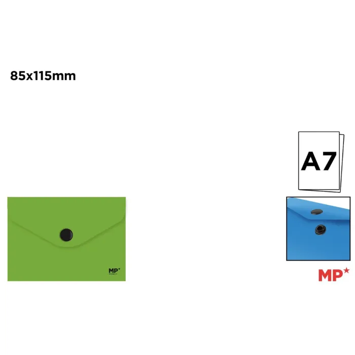 Carpeta Sobre con Cierre de Botón A7 85 × 115 mm, Verde